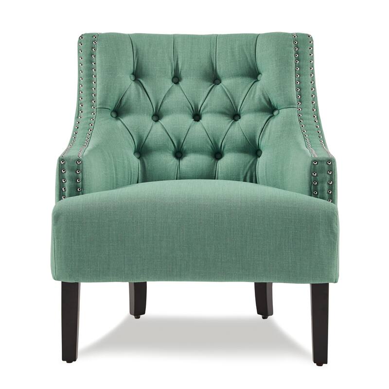 Modern Traditional Chenille Accent Chair with Elegant Nailhead Trim
