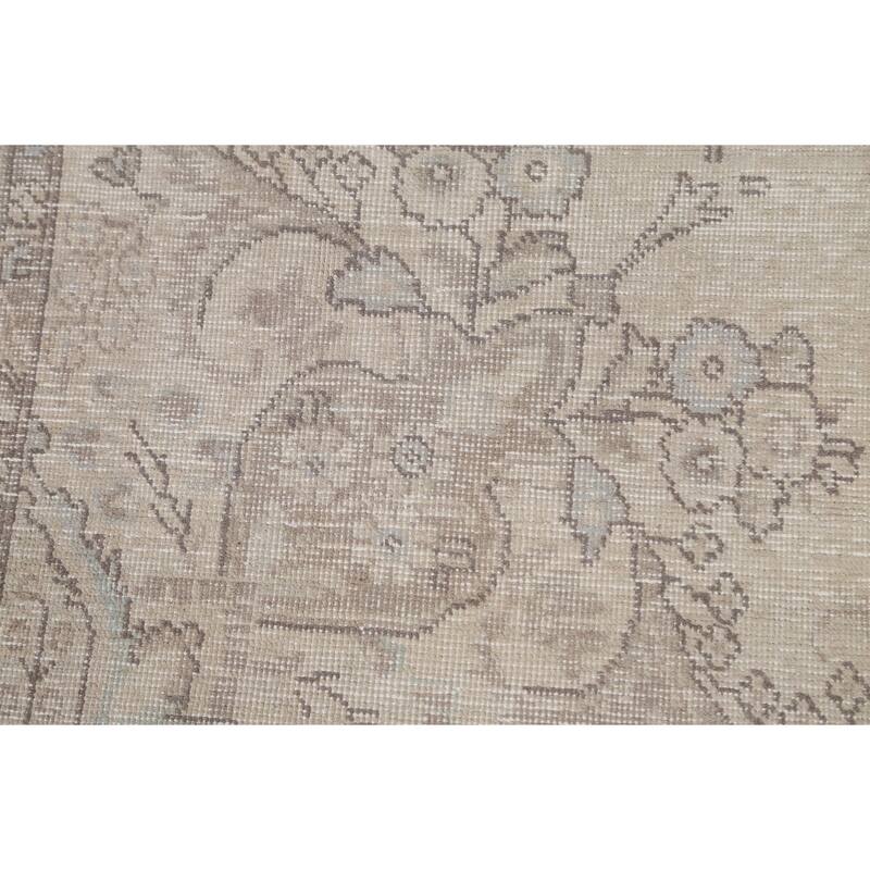 Hand Knotted Oriental 100% Wool Carpet Traditional Floral Beige & Ivories Tabriz Area Rug - 9' 7'' X 6' 7''