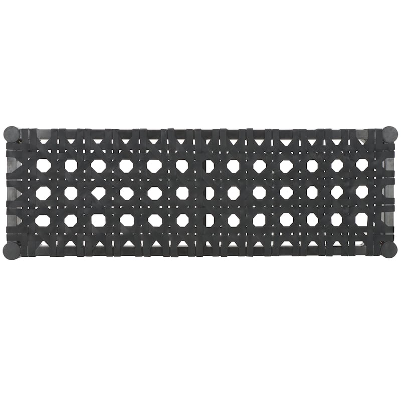 SAFAVIEH Margaretta Solid Wood & Woven Leather Bench - 47 In. W x 16 In. D x 16 In. H - 47Wx16Dx16H