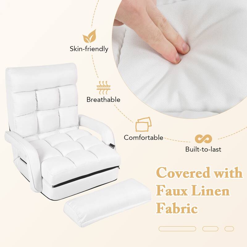 Gymax Folding Floor Chair Indoor Lazy Sofa Armchair w/ 6-Position