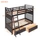 preview thumbnail 6 of 18, Minimalist Design Twin over Twin Wood Bunk Bed with Two Drawers