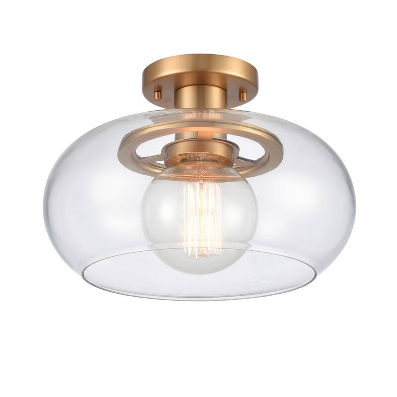 Elk Home Clement 13'' Wide 1-Light Semi Flush Mount - Brushed Gold