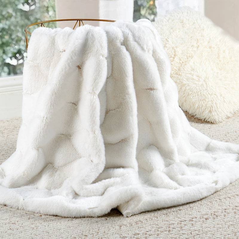 Jacquard rabbitfake fauxfur throw blanket 50"x60"