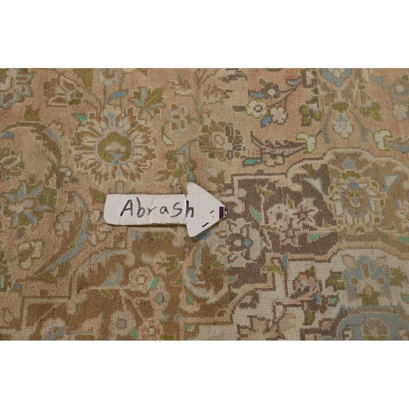 Kashan Vintage Persian Rug Hand-Knotted Traditional Muted Wool Carpet - 8'0" x 11'0"
