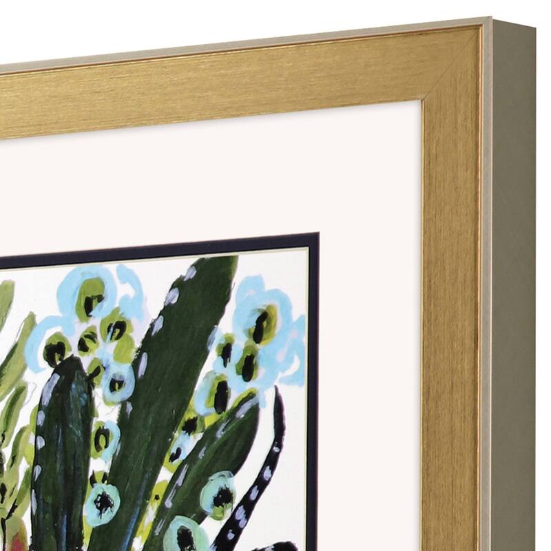 HomeRoots Set Of Two Succulent Garden Gold Framed Wall Art