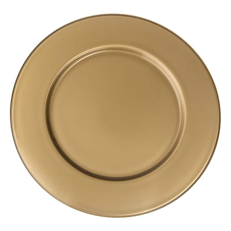 Majestic gifts Inc. Glass Charger-Plates - Gold-12.5" Diameter - Set/6 - 12.5"