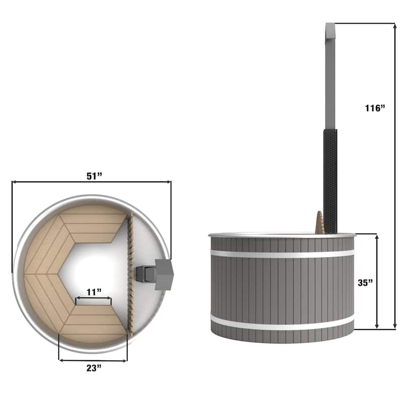 ALEKO 1-3 People Stainless Steel Hot Tub & Cold Plunge Tub Wood-Fired Heater