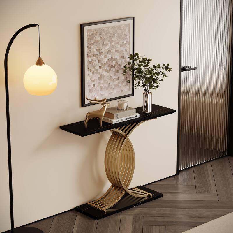 Luxury Console Table - Gold Intertwined Metal Legs High-End Accent