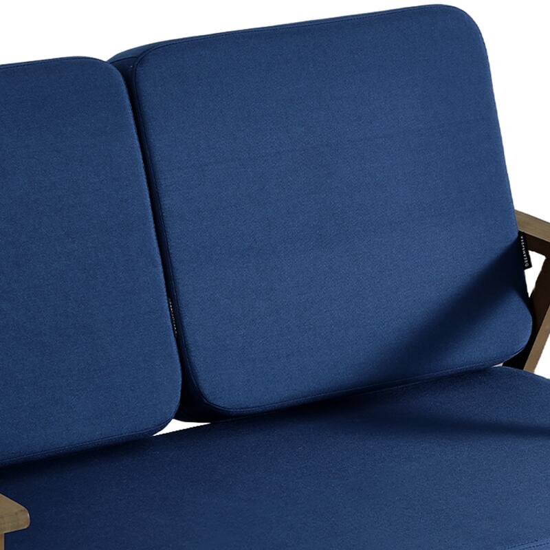 Modern Wood Cushioned Outdoor Patio Sofa Loveseat with Coffee Table