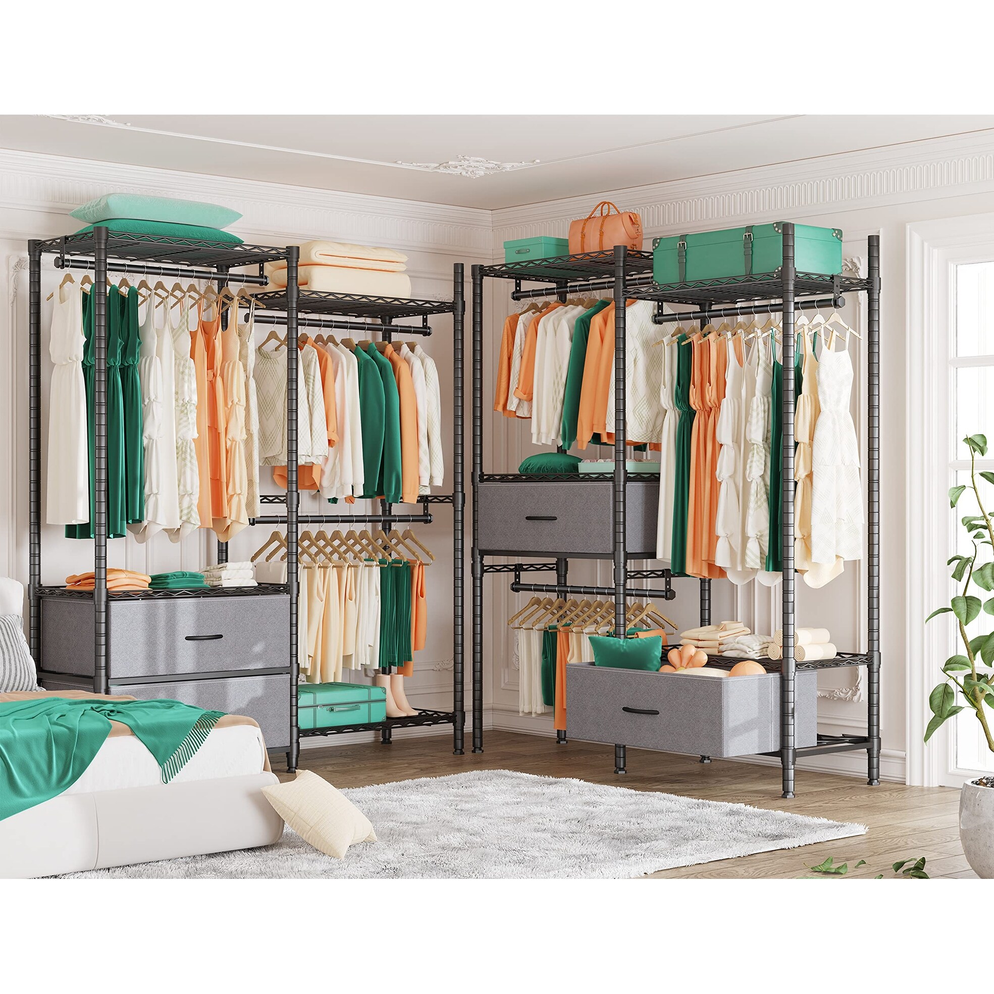 Clothing Rack Heavy Duty Clothes Rack for Hanging Clothes Garment Rack With Shelves Heavy Duty Garment Racks Load 650 LBS Bed Bath Beyond 39579193