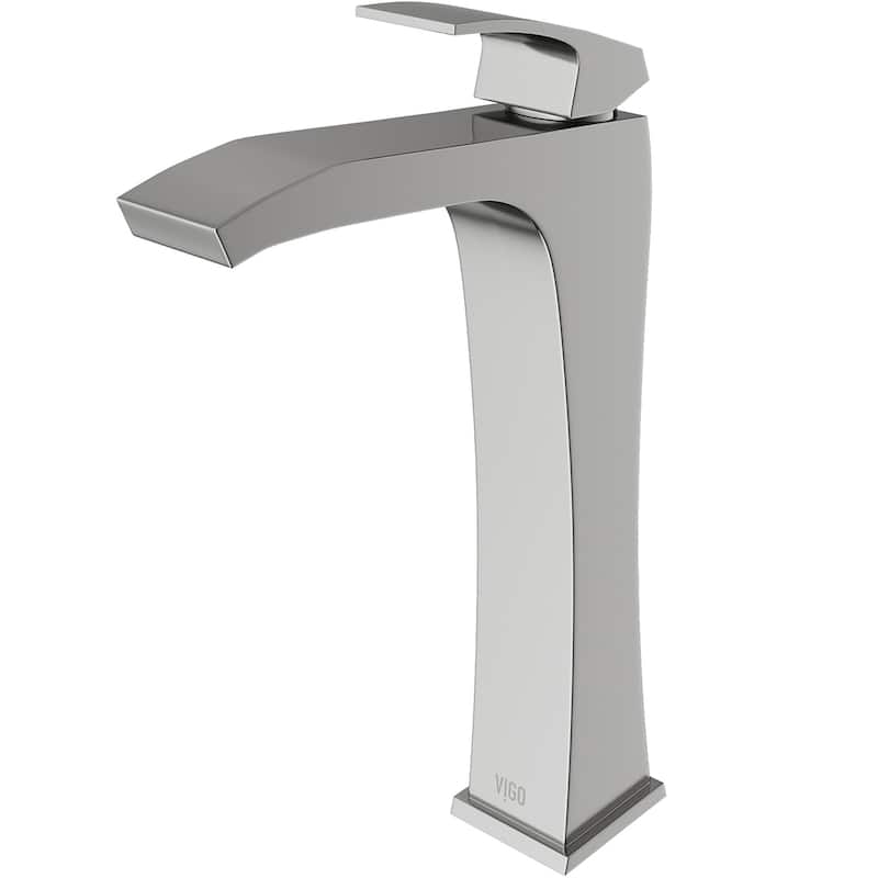 VIGO Blackstonian 12" H Single Handle Single Hole Bathroom Vessel Faucet in Matte Black