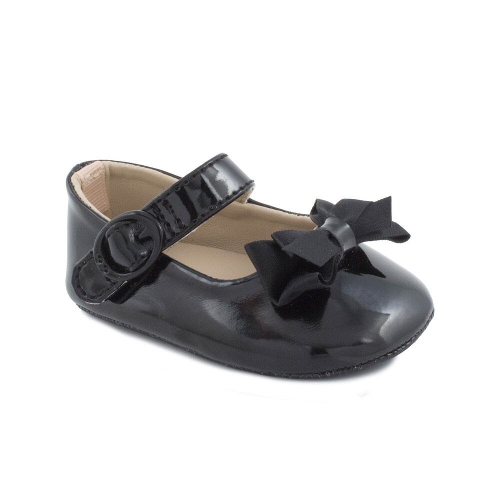 Mustard corduroy mary jane baby girls shoes with bow on strap.