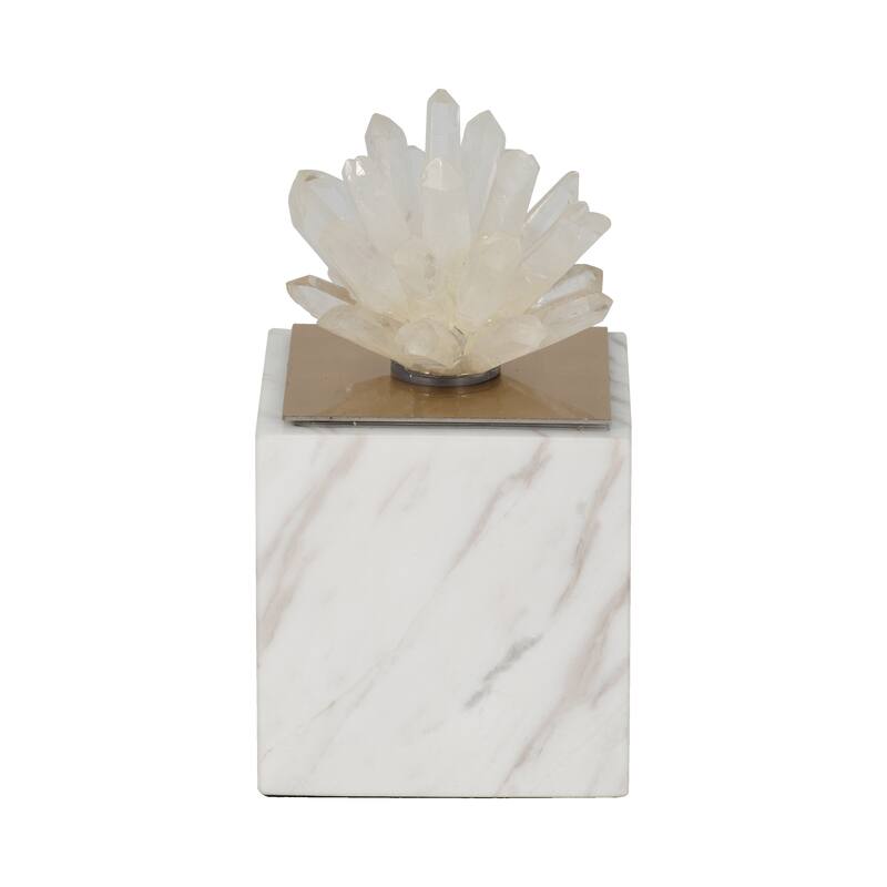 Sagebrook Home 6" Julia Tall Crystal And Marble Block, 6"H - 3" x 3" x 6"