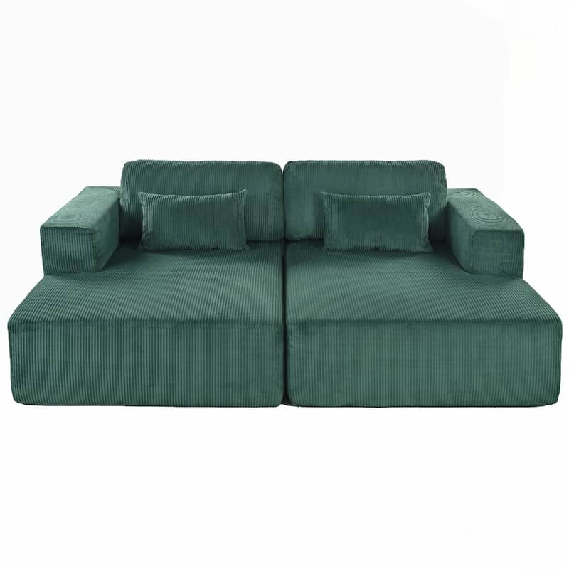 Corduroy Double Sofa Bed with 2 Pillows