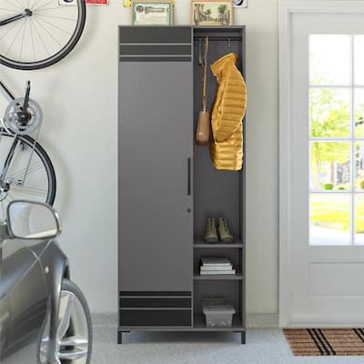 Systembuild Evolution Trace Tall Garage Cabinet with 1 Door and Hang Rod
