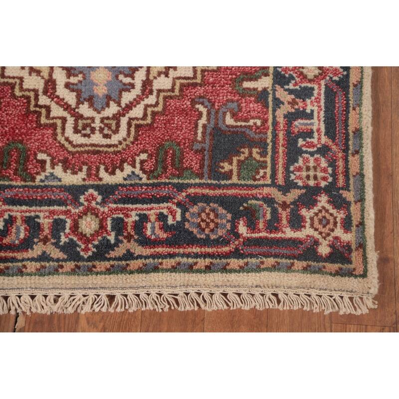 Geometric Heriz Serapi Runner Rug Handmade Wool Carpet - 2'7"x 10'8"