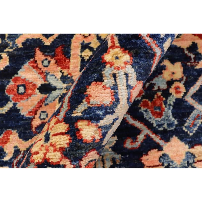 Bohemian Heriz Ziegler Chaya Blue Tan Hand-Knotted Rug - 4'0'' x 5'11''