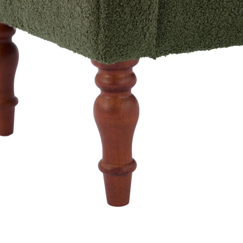 Christopher Knight Home - Elric Teddy Upholstered Bench with Rolled Arms and Solid Wood Legs