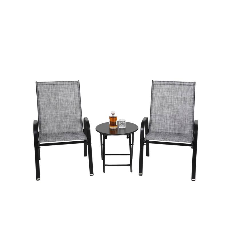 Outdoor Table Chairs Set of 3 with 2 Camping Chairs & Folding Table