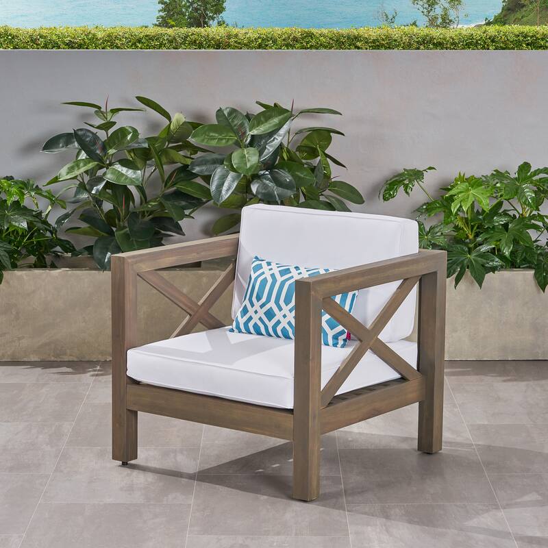 CLUB CHAIR for Outdoor Relaxation and Socializing - Grey+White