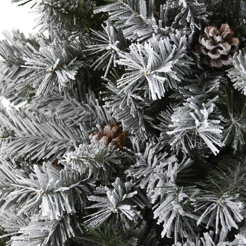 6' Flocked with White Pinecones Artificial Christmas Tree, Unlit - 6 Foot
