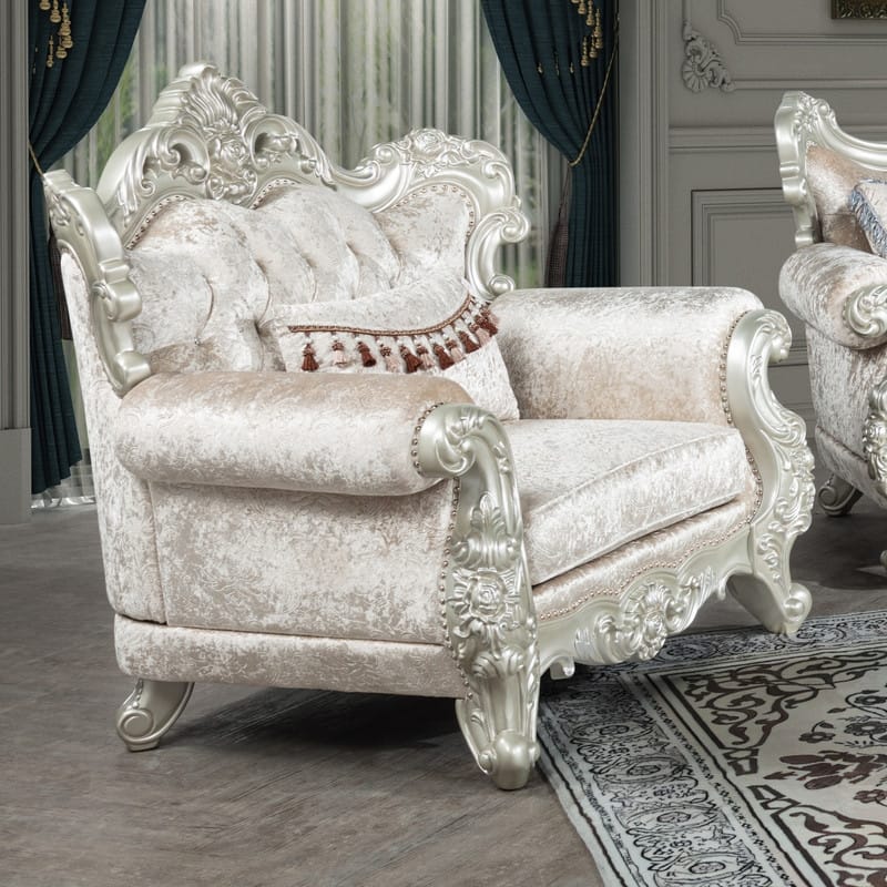Best Master Furniture Cavari Champagne Pearl Traditional Accent Chair