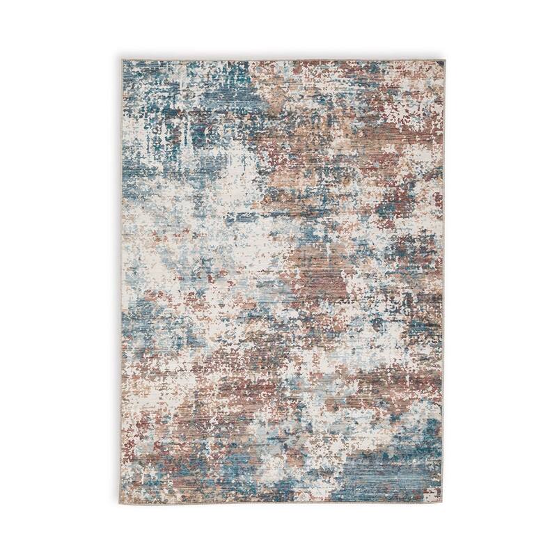 Bea 8 x 10 Large Area Rug, Machine Woven Abstract Pattern, Brown Blue - 8' x 10'