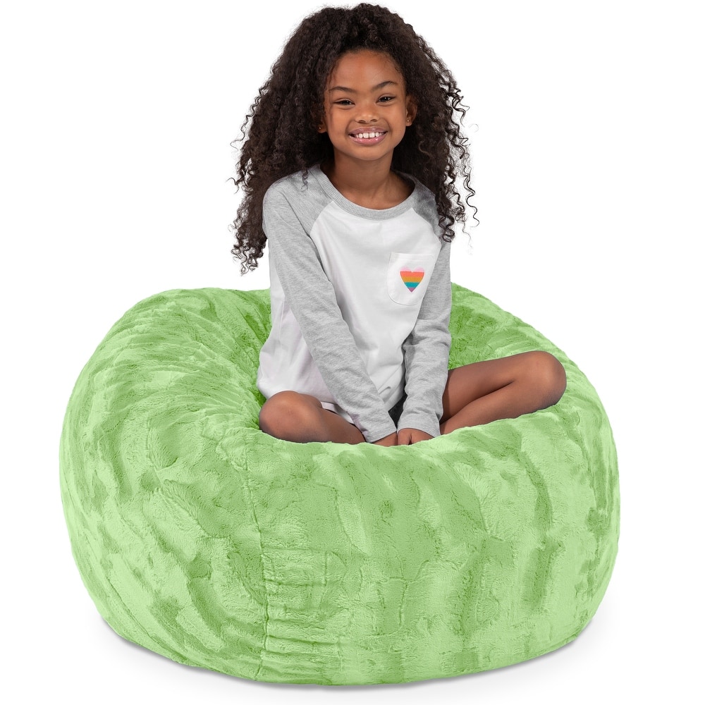 Jaxx Saxx 3 Foot Bean Bag Chair For Kids - Faux Fur - Fun Colors