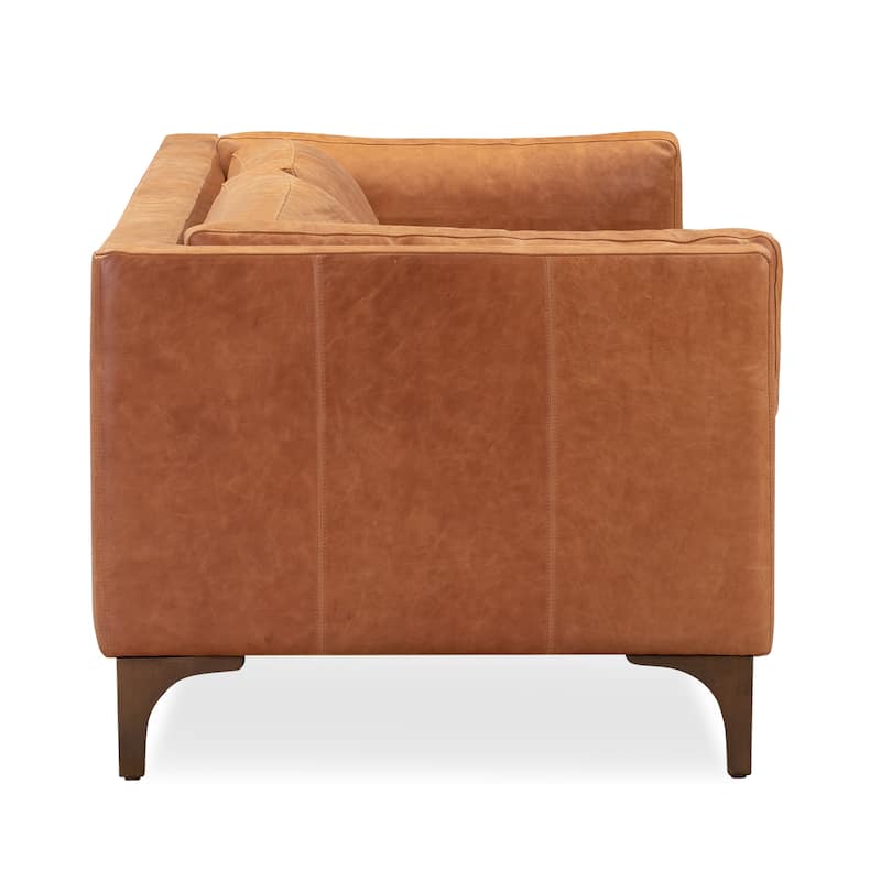 Poly & Bark Argan 93" Sofa in Cognac Tan - Full Grain Genuine Italian Leather