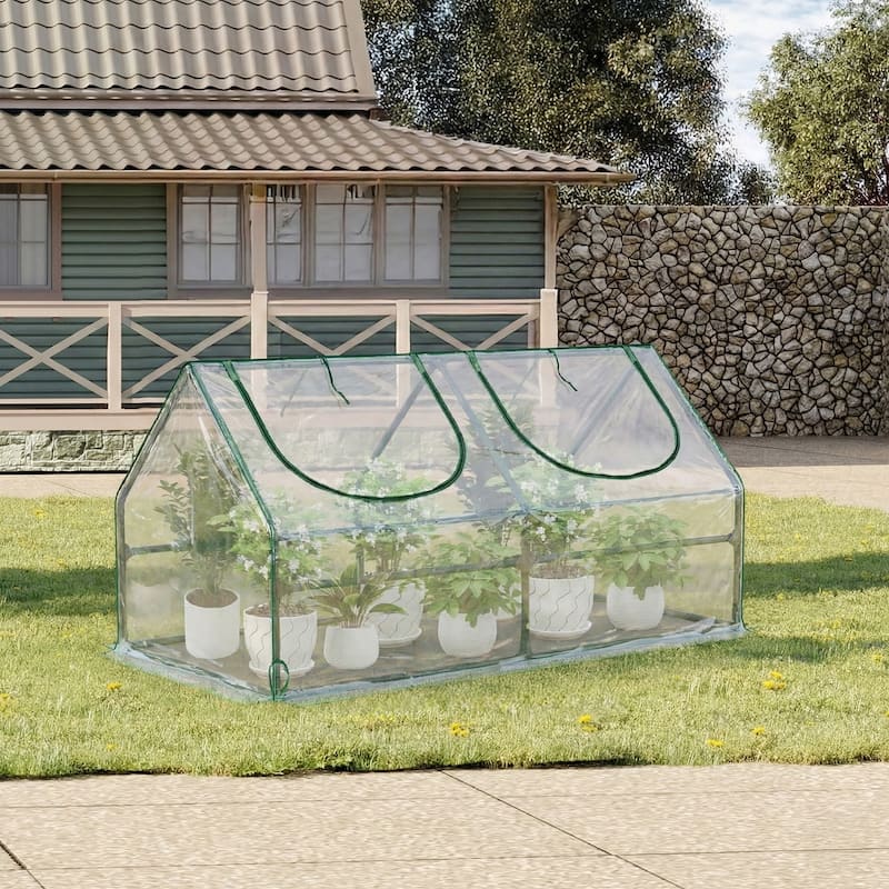 Aoodor 4 ft. x 2 ft. x 2 ft. Mini Greenhouse 2 Zipper Doors - 4'x2'x2'-PVC Cover