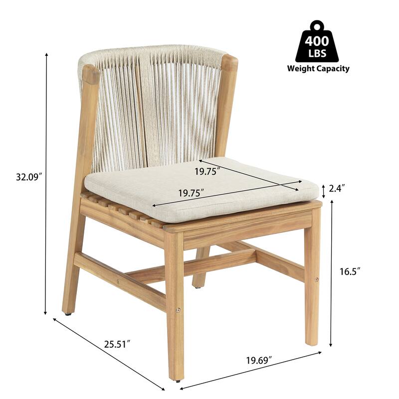 Christopher Knight Home - Solterra Farmhouse Wood & Rope Woven 9-Piece Outdoor Dining Set with Slat Table