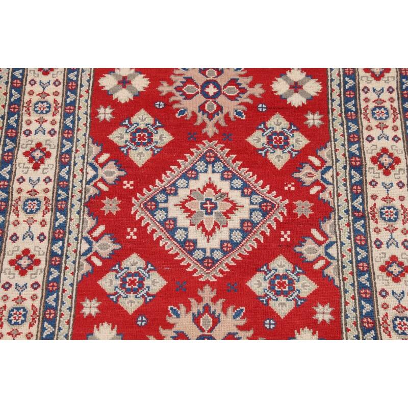 Red Kazak Accent Rug Hand-Knotted Foyer Wool Carpet - 3'3" x 5'3"