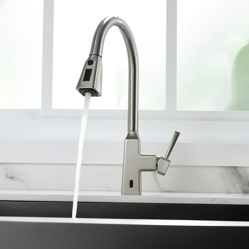 Brushed Nickel Touchless Pull-Down Kitchen Sink Faucet