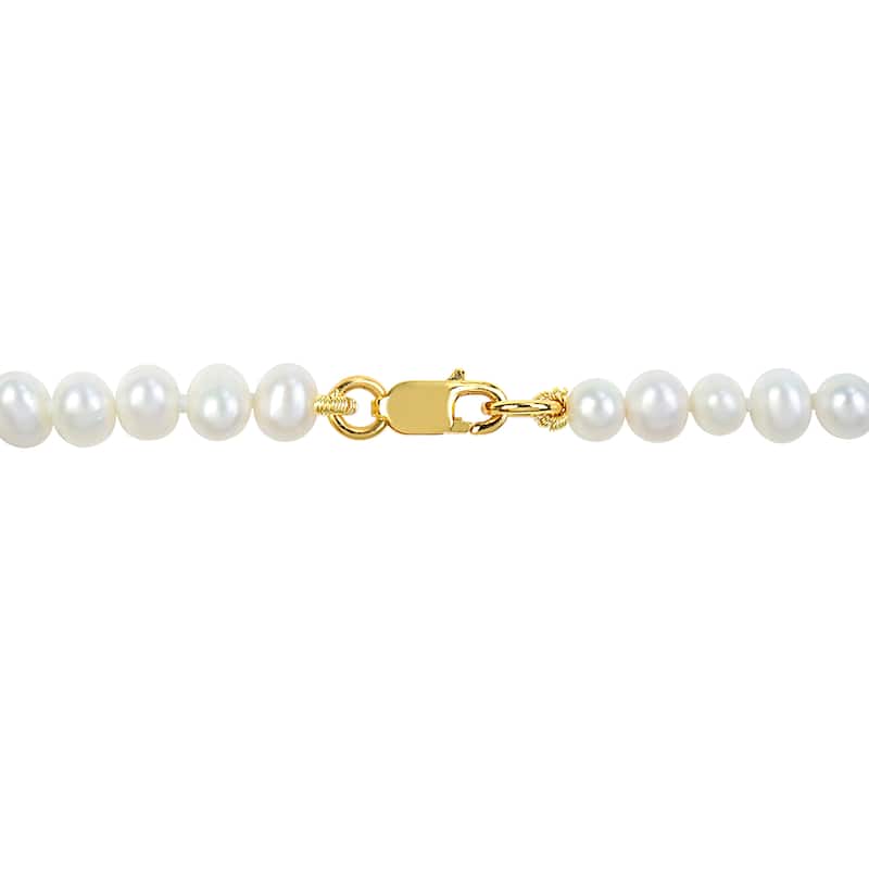 Miadora 3-4mm Cultured Freshwater Pearl Bracelet Yellow Silver Clasp