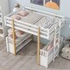 preview thumbnail 3 of 5, White Twin Size Pine Loft Bed with Guardrails, Ladder, and 2 Seats with Storage
