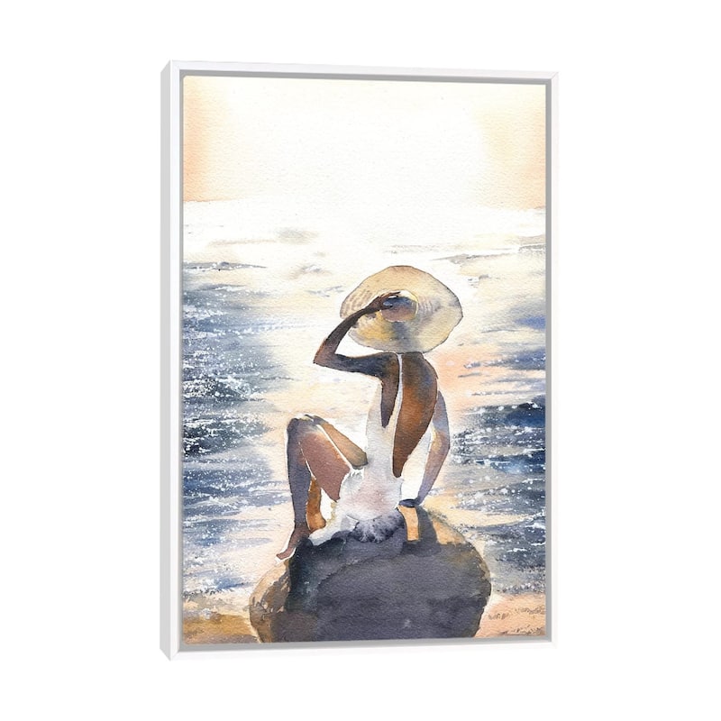 iCanvas "Woman On A Rock" by Marina Ignatova Framed Canvas Print - White - 40x26
