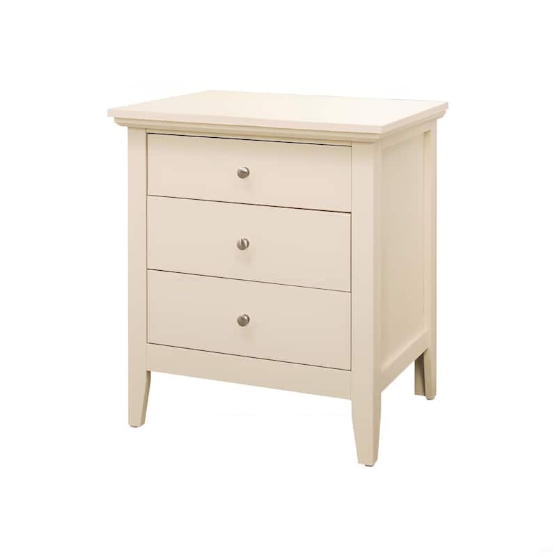 Modern Bedroom Cabinet Bedside Table with Three Drawers Storage Nightstand for Bedroom - Beige