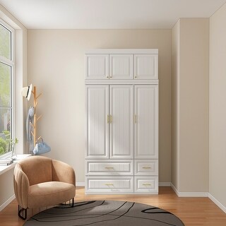 Modern Freestanding Wardrobe Armoire Closet Large Storage Cabinet - On ...