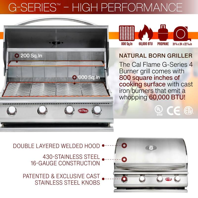 4-Burner, 7 ft. Stone Veneer Propane Grill Island in Stainless Steel