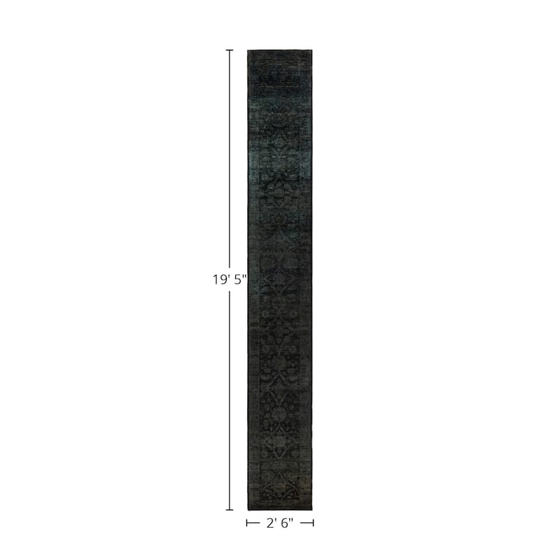 Overton Hand Knotted Wool Vintage Inspired Modern Contemporary Overdyed Brown Runner Rug - 2' 6" x 19' 5"
