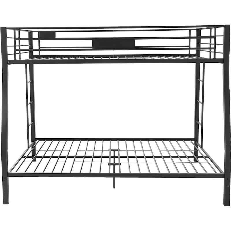 Black Contemporary Metal Tube Full XL over Queen Bunk Bed - Side Double ...