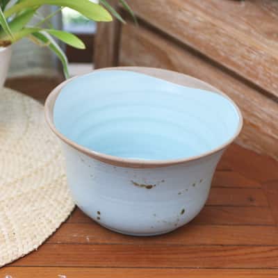 Novica Handmade Blue Bell Ceramic Serving Bowl