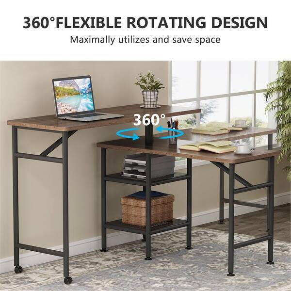 L Shaped Free Rotating Standing Desk Reversible Computer Desk Overstock 31944296