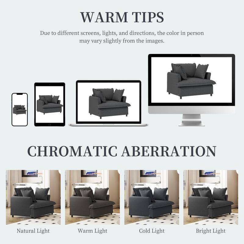 DIY Free Combination Sofa Set with Throw Pillows, Chenille Modular Sectional Sofa for Livingroom Upholstered Cloud Couch