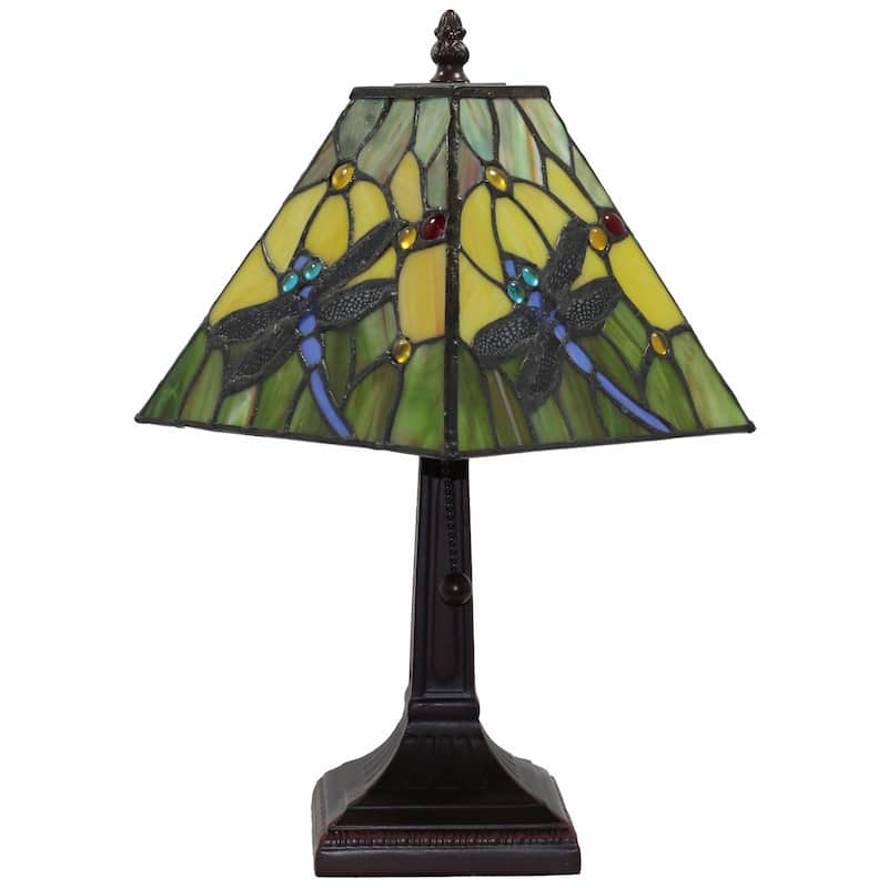 HomeRoots 15" Tiffany Style Blue Dragonflies Table Lamp - 14X15X9 - 14X15X9