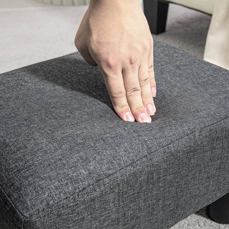 16" Cube Modern Linen Footrest Ottoman