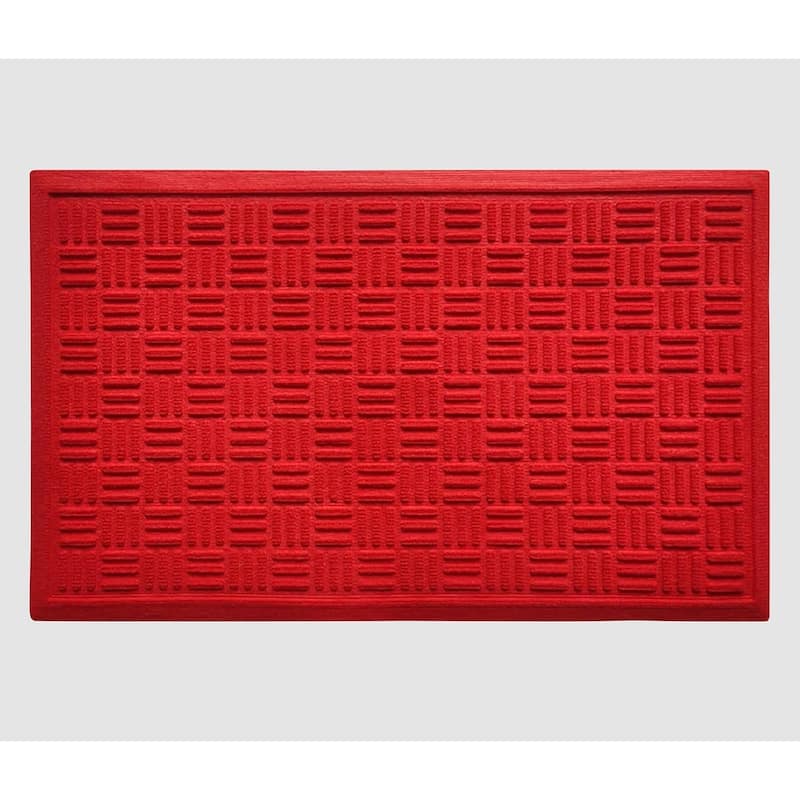 A1HC New All Weather Superior Dirt and Moisture Absorbing Polypropylene Door Mat with Non-Slip Backing for Inside Outside Use - 24"x36" - Red