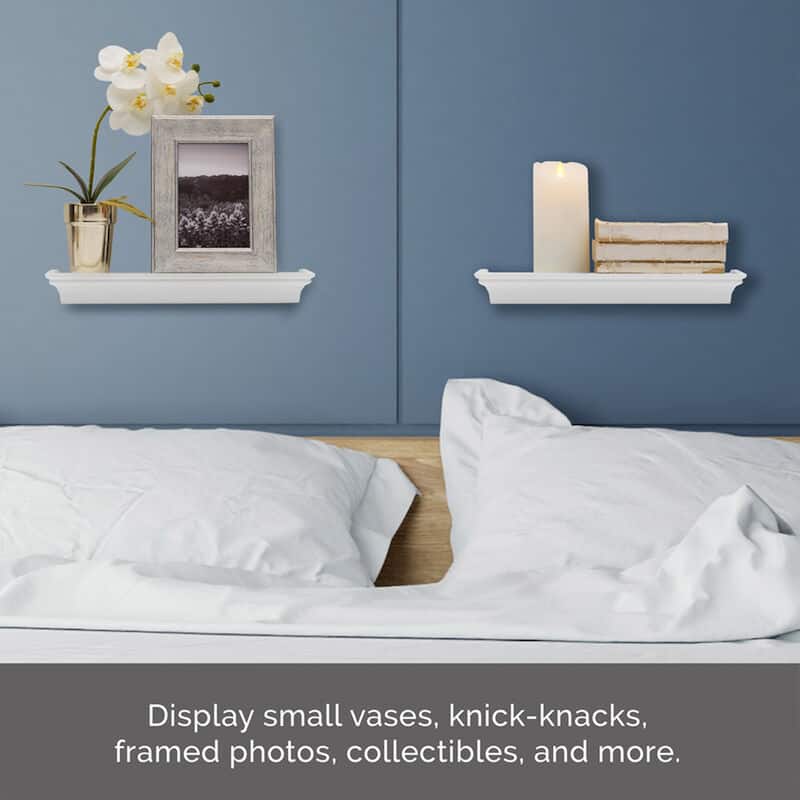 Melannco Set of 2 Melannco Floating Wall Shelves, 14 Inch, White