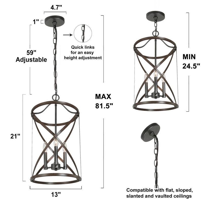Halam Modern Farmhouse Barn Drum Chandelier Bronze Metal Island Pendant Lighting