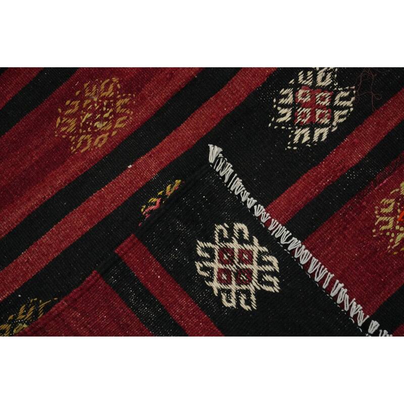 Hand Woven Oriental 100% Wool Carpet Southwestern Tribal Red Kilim Area Rug - 10' 5'' X 6' 6''